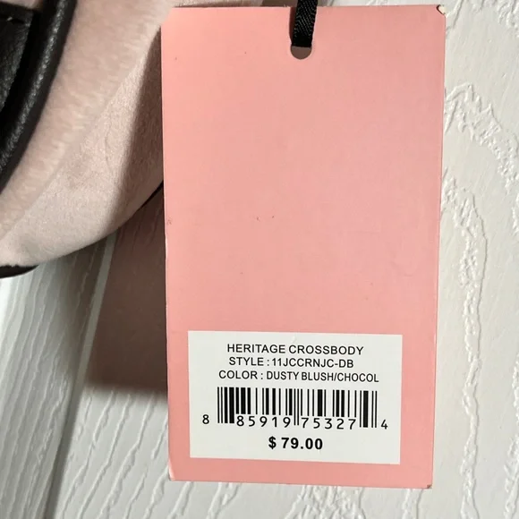NWT Juicy Couture Velour Heritage Crossbody Bag Dusty Blush Pink Logo - Picture 9 of 9